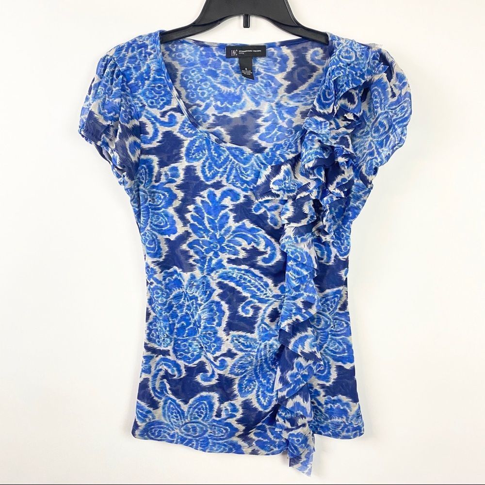 INC INTERNATIONAL CONCEPT Blue Top‎ Blouse Small